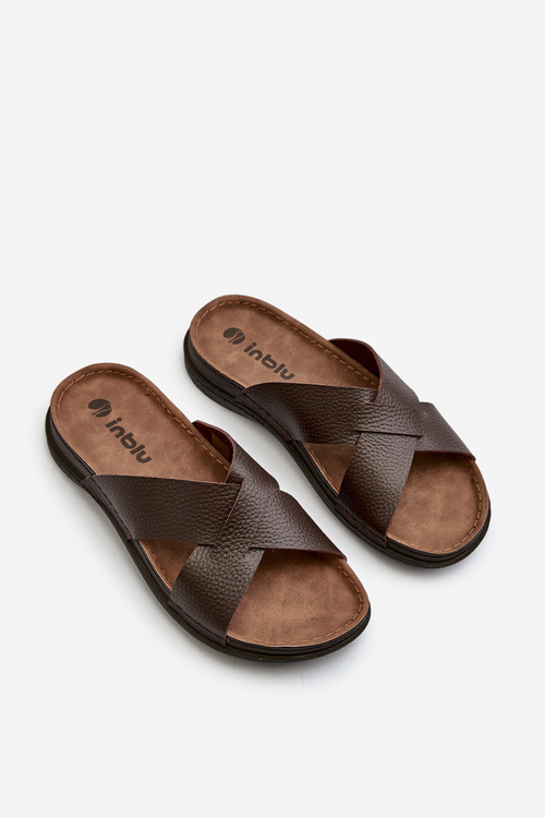 Pohodlné Lehké Žabky Z Ekokože Inblu GV00001I Hnědé