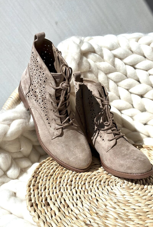 S.Barski HY66-136 Dámské botky s vzorem světle béžové