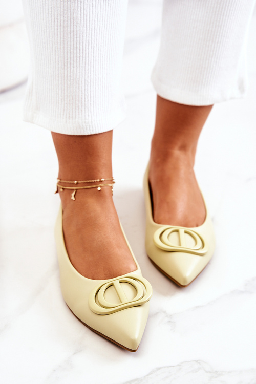 Kůže špičaté baleríny Světle zelená Rachelle