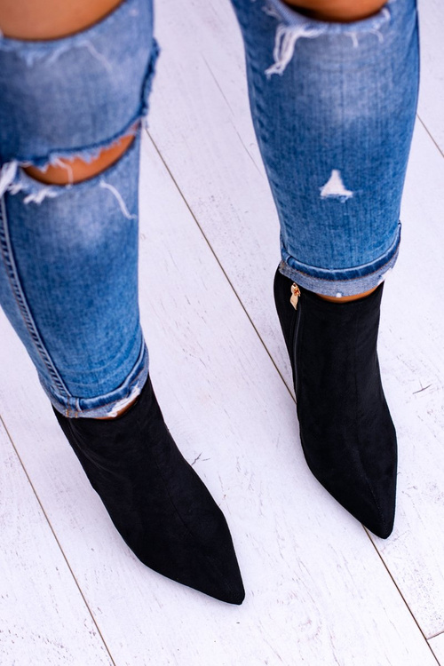 Lu Boo Black Suede topánky na vysokých podpätkoch Veneci