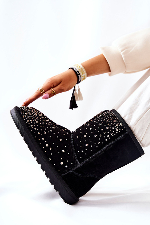 Zateplené sněhule s kamínky Černé Mariella