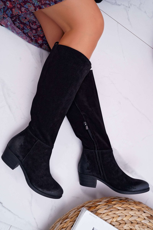 Dámské Kozačky Laura Messi 2071 Kožené Černé This Love