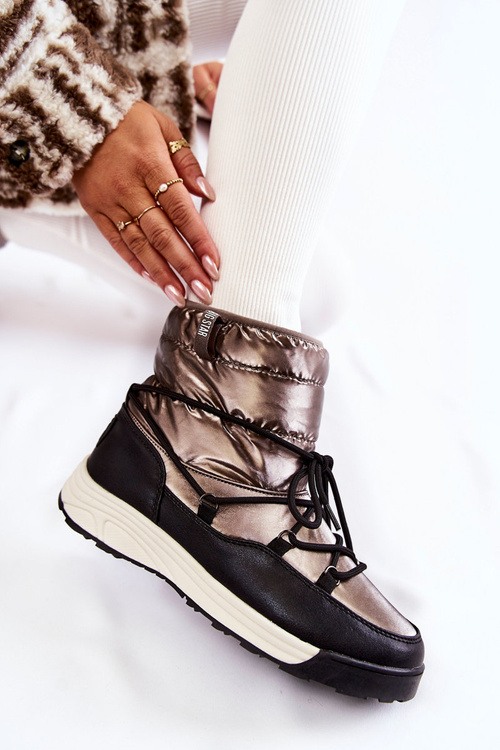 Dámska pamäť Snow Boots Pamäť pena Veľká hviezda KK274275 Strieborná čierna