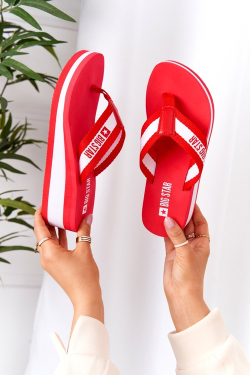 Dámske flip -flops flip -flops na veľkej hviezde HH274A095 Red Wedge