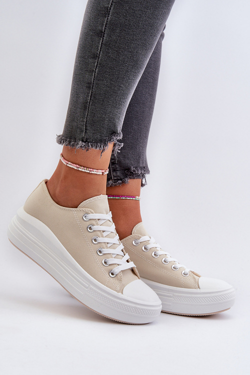 Dámske tenisky na masívnej platforme béžové Amyete