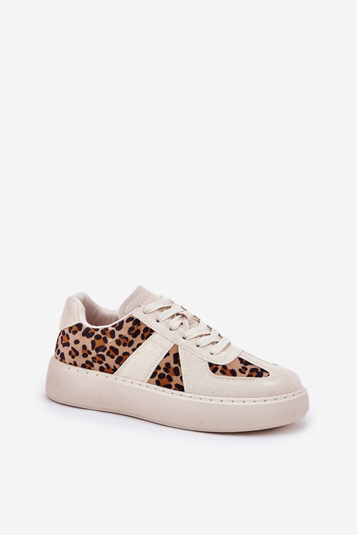 Dámské sneakers s leopardím vzorem na platformě béžové Nativira
