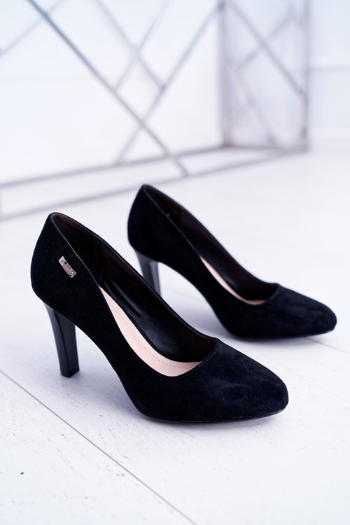 Dámske čierne pumpy na semišovom poste Sergio Leone Campbell