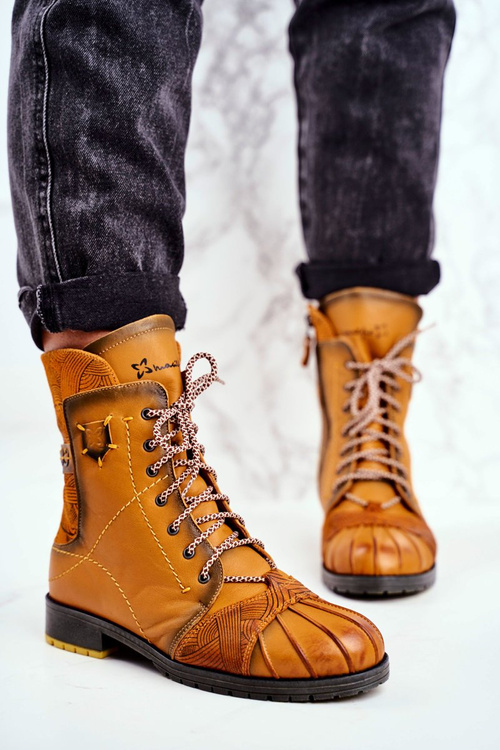 Dámské Boty Maciejka Teplé Kožené žluté 03961-07