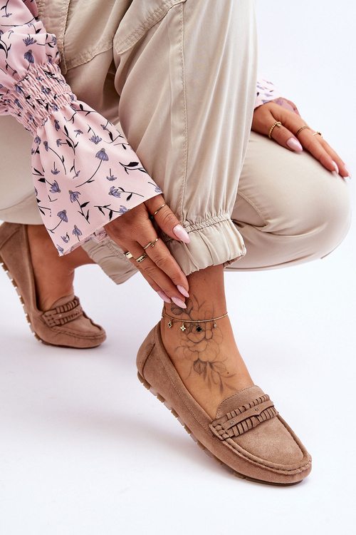 Ženské semišové béžové mokasíry klore