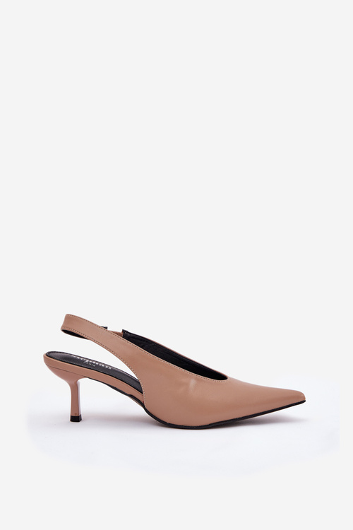 Lodičky S Otvorenou Pätou Eko Koža Tmavo Béžové Aricandia