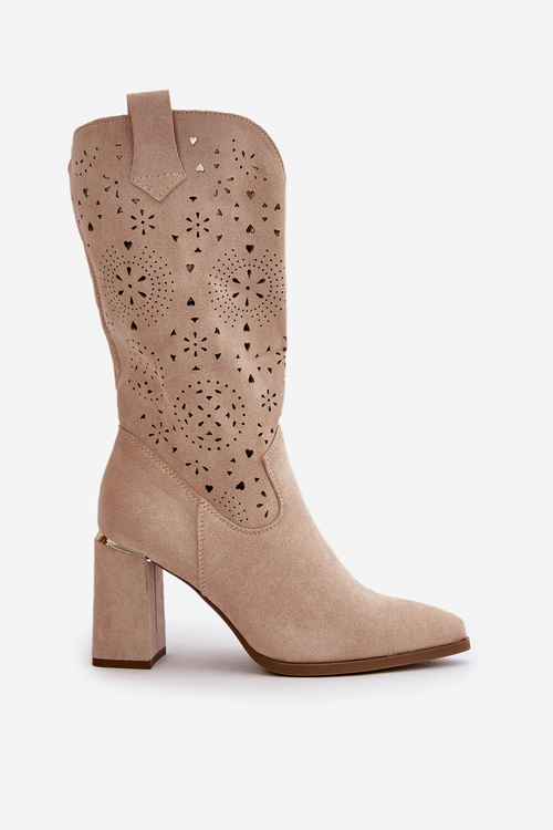 Dámske Čižmičky S Výrezmi Na Päte So Špicatými Špičkami Bežovej Farby Nevithra