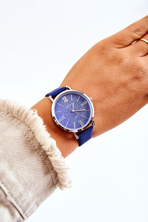 Hodinky Na Koženém řemínku Nickel Free ERNEST Tmave modre