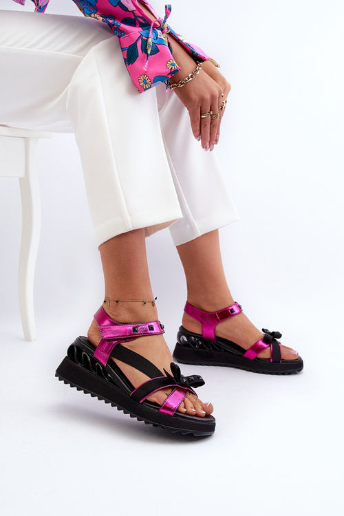 Dámske sandále s mašľou D&A CR956 fuksia