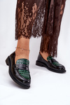 Lakovane Kožené Dámske Mokasíny Vinceza 91125 Zeleno-Čierne