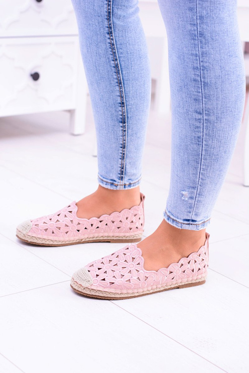 Openwork espadrilles s kvetmi lu boo ružová