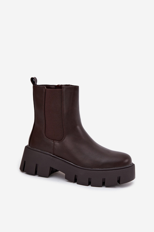 Dámské šněrovací boty Fivienne teplé ekologická kůže tmavě hnědé