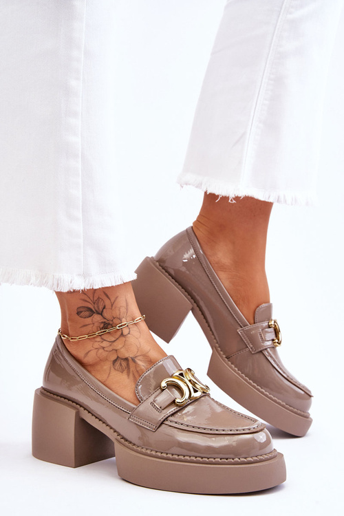 Módne topánky čerpadlá na masívnych podpätkoch béžové imii