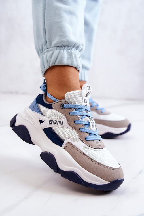 Dámské Sneakers Sportovní Obuv Big Star JJ274580 Bílá a Modrá