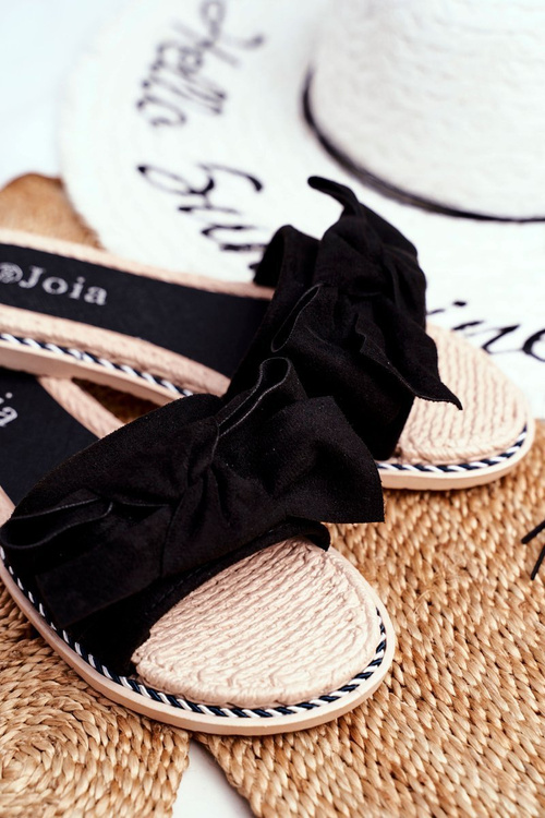 Ženské žabky s čiernym lukom šťastia