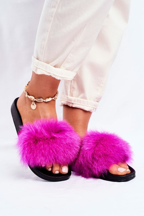 Dámské Nazouváky s kožešinou Fuchsia Belmondo