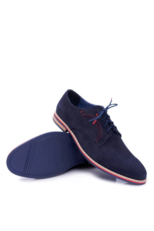 Pánske topánky Bednarek Elegantné kožené nubuck Navy Blue Pietro
