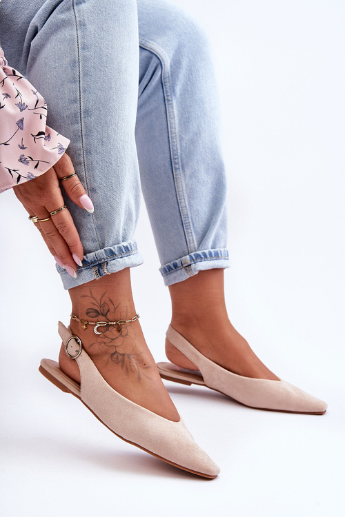 Ženské semišové baleríny béžová kenra