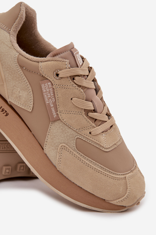 Kožené Sneakersy Pánské Big Star OO174298 Hi-Poly System Béžové