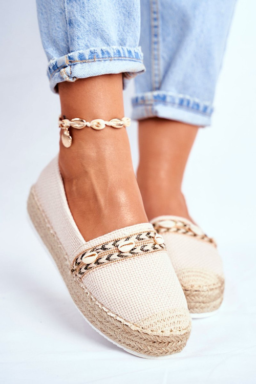Dámske espadrilly na platforme Béžovej Minde Linen Platform