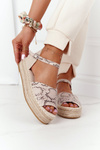Sandály Na Platformě S Copánky Béžové Hadí Vzor Megara