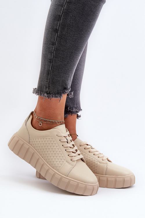 Dámske kožené tenisky na platforme béžové Eselmarie