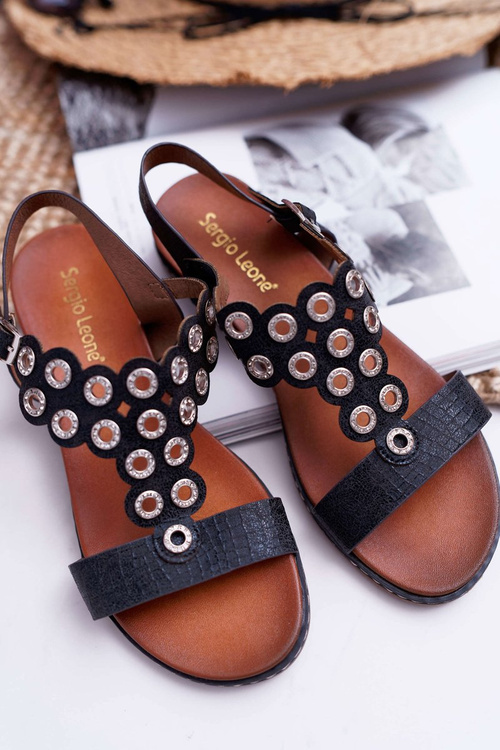 Dámske ploché sandále Sergio Leone SK012 Čierny Livian