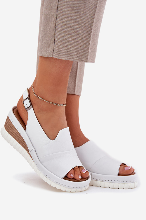 Dámské Kožené Sandály Na Klínu Artiker Bílé 56C0918