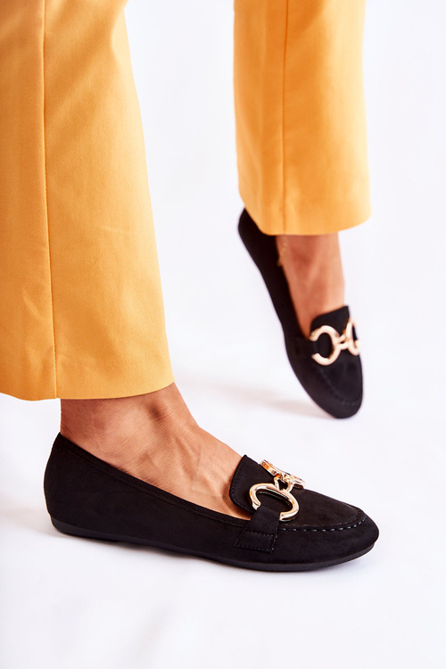 Dámské semišové mokasíny s zdobením černe Reality