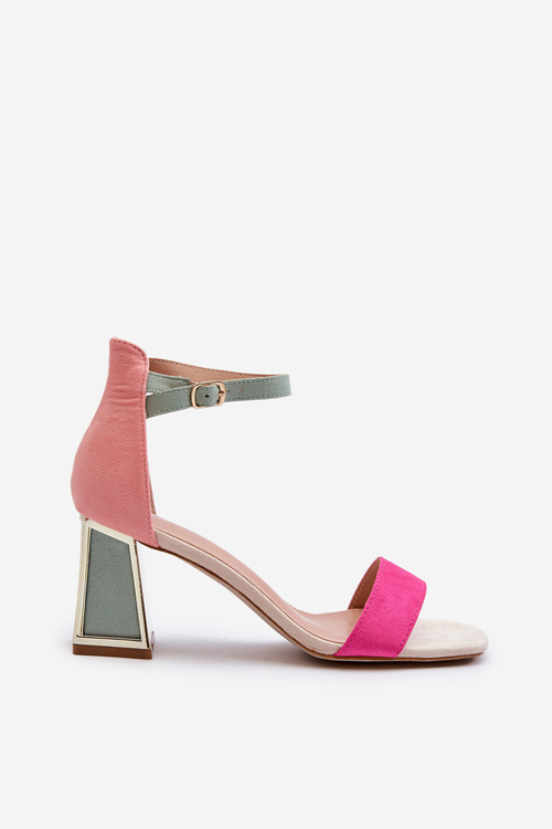 Zamszové sandále na opätku Fuksia Pholia