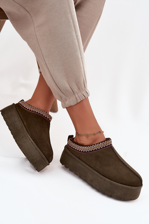 Dámské sněhule s ozdobnou výšivkou tmavě zelené Jenira