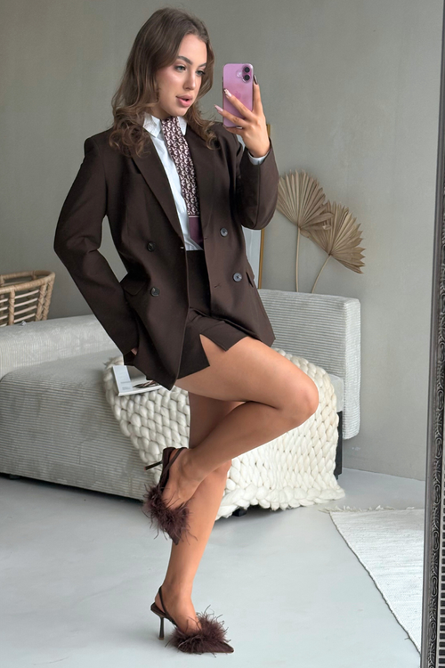 Lodičky s peřím a otevřenou patou čokoládové Belice