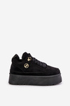 Zateplené dámske sneakersy na platforme čierne Velarisea