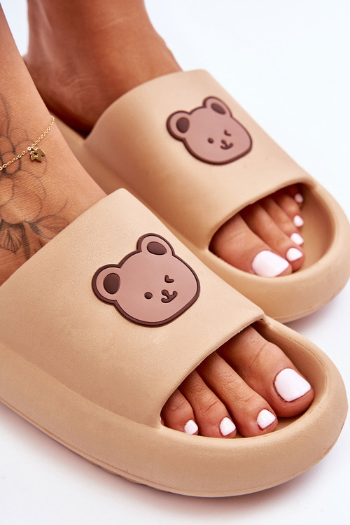Ľahké dámske penové žabky s béžovou medveďom