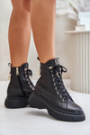 Kožené Boty Na Platformě Na Zip S Dekorativním Zámkem CheBello 4517 Černé