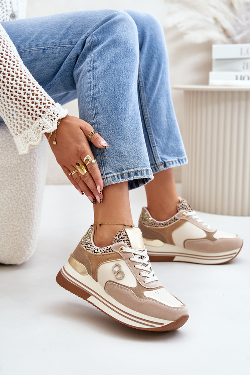 Béžové Dámske Tenisky Na Platforme Debizia