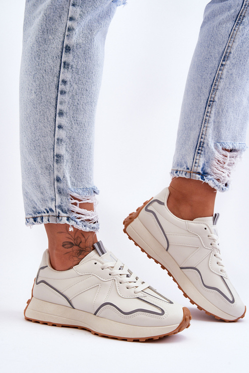 Dámska kožená športová topánka béžová fao