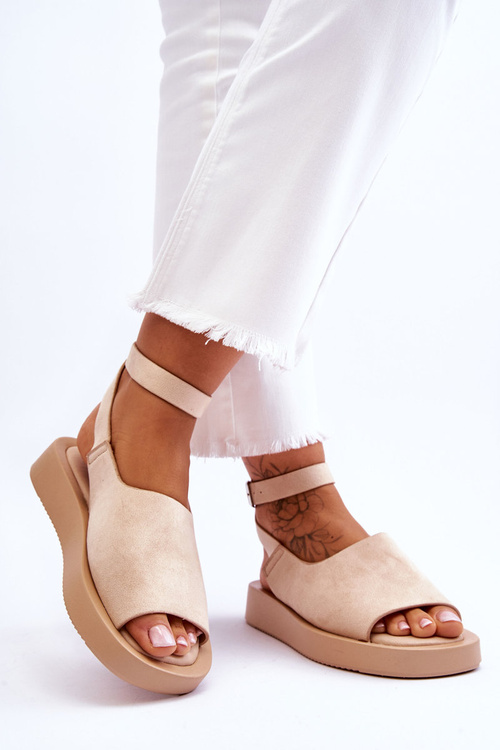 Pohodlné dámske sandále na platforme Beige Rubie