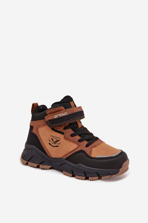 Zimní trekové boty pro děti na suchý zip zateplené camel Miravie