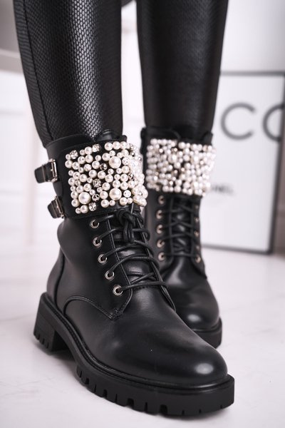 Dámské Kotníkové Boty Military Černé Bemmer