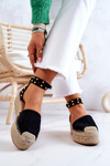 Espadrilles sandále s kamienkami čierna lillian