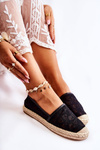 Klasické dámske čierne catris Openwork Espadrilles