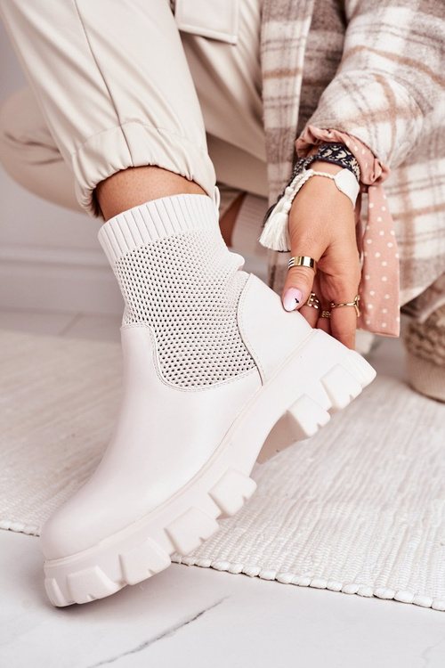 Ženské ponožkové topánky pracovné topánky ecru búrlivé