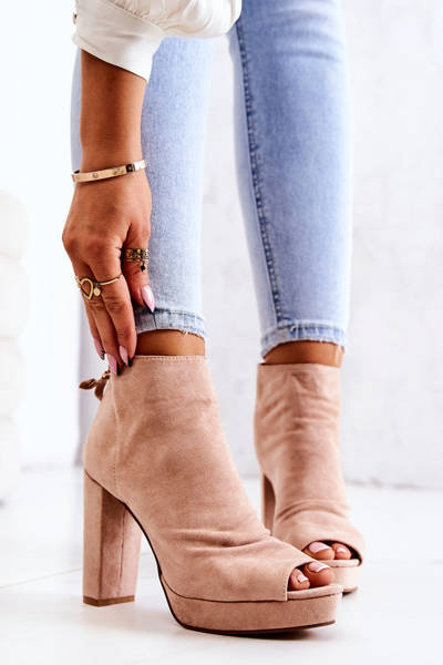 Boty na podpatku s otevřenou špičkou Béžové Adore