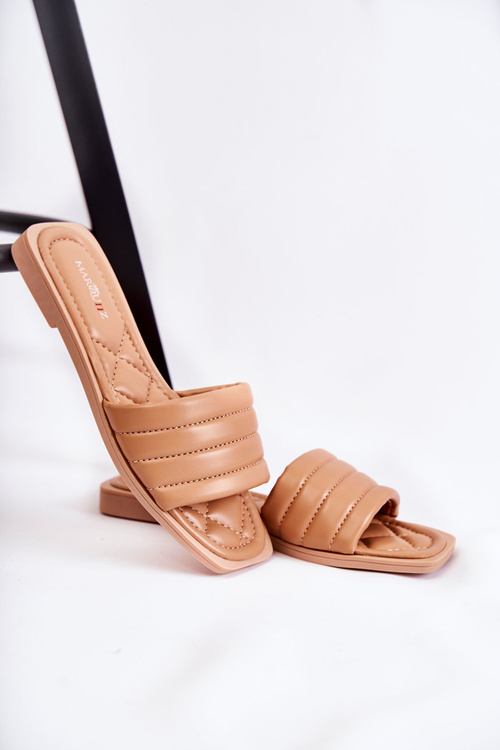 Dámska kožená kožená flip -flops s tmavou pečenou raula