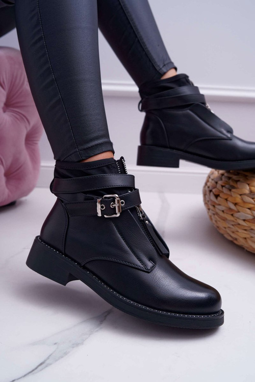 Ploché dámske topánky s kryštálmi čierna Denovio svorka